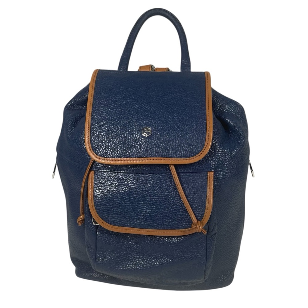 Valentina Leather Backpack Bag Purse Blue & Brown Made in Italy Handbag
